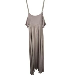 Wilfred Dress Womens XXS Taupe Cold Shoulder Maxi Spaghetti Strap Flowy Aritzia‎